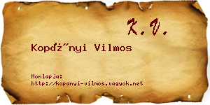 Kopányi Vilmos névjegykártya